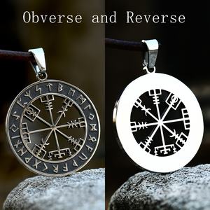 Colgante de Acero Inoxidable 316, Brújula Rúnica Nórdica Vegvisir, Diseño Calado Texturizado, Estilo Gótico Retro, Amuleto de Protección Resistente para Hombre - Product Image 5