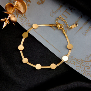 Gold Plated Stainless Steel Round Chain Necklace <b>Bracelet</b> <b>Set</b> Unisex Gift Jewelry - Product Image 3