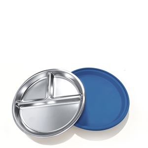 Ensemble d'assiettes pour bébé en acier inoxydable 304 avec revêtement en silicone personnalisé et logo sur mesure - Product Image 1