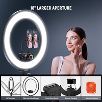 NEEWER RL45C Anneau lumineux LED RGB de 18 pouces à éclairage périphérique de 45 W avec trépied pour téléphone et télécommande
