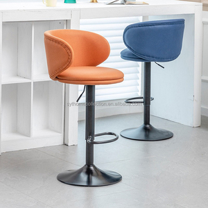 Hot Sale <strong>Bar</strong> <strong>Stool</strong> <strong>Fabric</strong> <strong>Upholstered</strong> Swivel Height Adjustable Curved <strong>Back</strong> with Footrest for Kitchen Island Cafe - Product Image 1