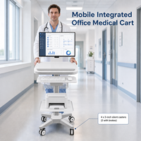 Chariot informatique médical d'hôpital, poste de travail mobile, chariot médical réglable en hauteur avec support pour moniteur, plateau pour clavier et imprimante
