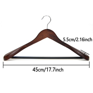 Perchas madera marrón oscuro gama alta hotel para trajes adultos, barra antideslizante pantalón, ideal para tiendas de ropa - Product Image 3