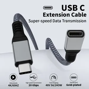 Nylon Braided Cable Data Transfer 10Gbps Support Audio And Video 4K60 Hz Usb Type C Extension Cable