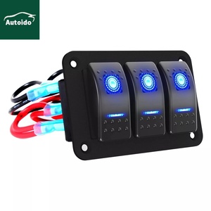 3 gang ON-OFF 12V-24V 2 màu xanh LED Rocker chuyển nhôm bảng điều chỉnh chuyển đổi thiết bị chuyển mạch Dash 5 pin on/off cho xe Maine ATV - Product Image 1