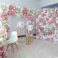 Décoration florale pour arche de baby shower, ensemble de roses, pivoines et hortensias roses en soie faits main, pour petite princesse