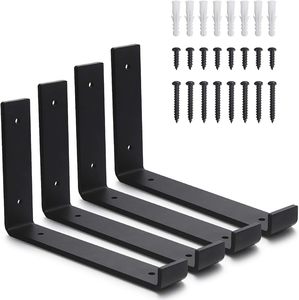 Soportes de estante de acero decorativos industriales DIY en forma de L de alta resistencia Soportes de estante flotante montados en la pared Soportes de fácil instalación - Product Image 3