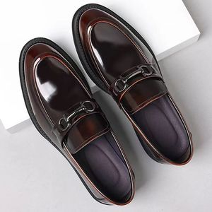 Genuine Leather Men's Loafers <b>Round</b> Toe Slip-On Wedding Dress Shoes <b>Cushioned</b> All Seasons Solid Style - Product Image 1