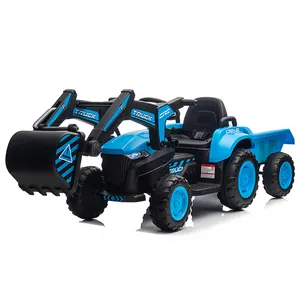 2022 yeni 2.4G benzersiz oyuncak çocuklar traktör direksiyon uzaktan kumanda ile römork elektrikli ekskavatör