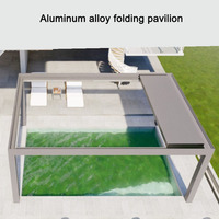 Pergola extérieure imperméable avec toit ouvrant à lamelles rétractables en aluminium, gazebo de jardin