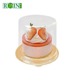Su misura usa e getta torta rotonda di plastica per animali domestici vassoio d'oro con coperchio per torta nuziale scatola di imballaggio fornitore