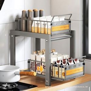 Escurridor de platos metálico multifunción para fregadero de cocina, tipo vertical, con estante extraíble para gabinete, organizador de especias y cuencos - Product Image 4
