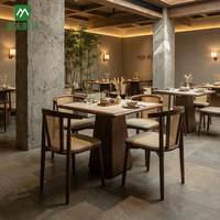 Kommerzielle Restaurant-Möbelgarnitur Chinesisches Teehaus Massivholz Geflochtener Rattanstuhl Esstisch Sitzbank Sofa Modernes Design Langlebig