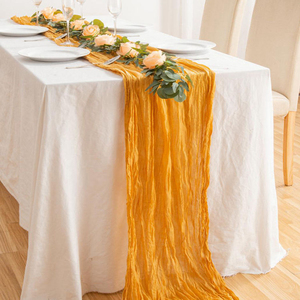 Chemin de table élégant en coton tissé avec motif en étamine personnalisable pour les mariages rustiques et vintage - Product Image 1