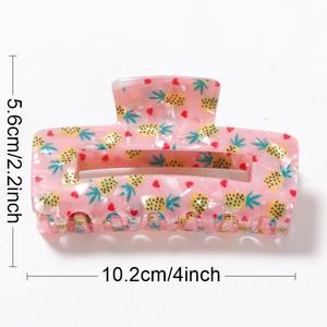 Pinces à cheveux rectangulaires transparentes à imprimé fruits pour femmes, idéales pour un usage quotidien - Product Image 4