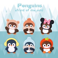 Patchs en chenille autocollants, adorable pingouin de dessin animé 3D, patch brodé en tissu éponge pour vêtements d'enfants, sac à dos, chapeau, décoration