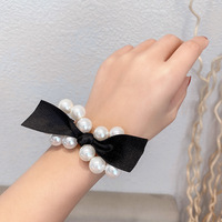 Ruban Élastique Perlé Doux avec Nœud, Fabrication OEM, Corde à Cheveux pour Femme Couleur Unie, Bracelet Fille Extrêmement Solide, Accessoires Capillaires