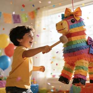 इंद्रधनुष पोनी पिनाटा और पिनाटा स्टिक बच्चों के जन्मदिन की पार्टी सजावट खेल आयोजन - Product Image 3