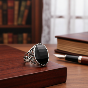 Onyx Stone Oval Shape <b>Men</b> <b>Ring</b> Jewelry Man Jewellery Wholesale Handcrafted Authentic 925 Sterling <b>Silver</b> <b>Men</b> <b>Ring</b> - Product Image 3