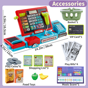 Caisse enregistreuse <span class=keywords><strong>de</strong></span> jeu pour enfants avec calculatrice réelle, jouet en plastique pour le jeu <span class=keywords><strong>de</strong></span> rôle mathématique, pour les tout-petits <span class=keywords><strong>de</strong></span> 3 ans, garçons et filles - Product Image 2