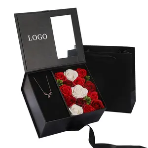Cestas de cartón personalizadas para regalo, cajas de flores para embalaje de rosas, venta al por mayor