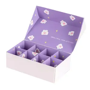 New custom cartoon macaron packing box chocolate snow crisp dessert box with eight compartments