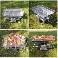 Gril de BBQ pliable d'acier inoxydable gril portatif de charbon de bois de camping
