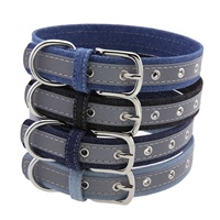 Collier pour chien en denim avec bandes réfléchissantes, collier pour animaux de compagnie, accessoire pour chien Teddy Bear