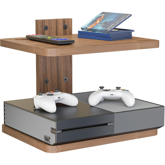 Wooden Wall Mounted TV Shelf for Floating TV for Living Room Decor DVD Players Cable Boxes Routers Game Consoles Accessories