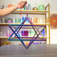 Pyramides de cristal de quartz pur Merkaba pour bain sonore HF, hexagramme sacré alchimique, titane, méditation, quartz Merkaba