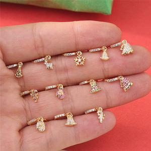 Anneaux de nez pendants de Noël en forme de L, cloche de Père Noël, flocon de neige, bijoux de piercing pour femmes et filles - Product Image 6