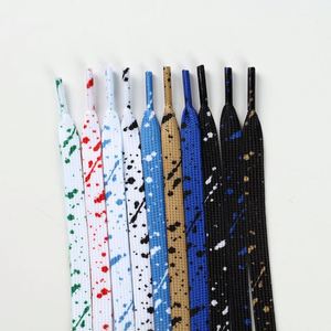 Lacets plats en polyester élastique de 8 mm de large, imprimés à l'encre éclaboussée, pour chaussures de sport, baskets en toile et chaussures de skate - Product Image 1
