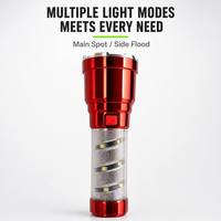 Lampe de poche spirale transparente avec bandes COB latérales intégrées, type C, faisceau principal haute et basse et éclairage latéral pour réparation automobile