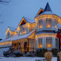 Guirlande lumineuse LED en forme de rideau de glaçons en cuivre pour Noël, étanche, blanc chaud, pour la décoration intérieure/extérieure du jardin, du parc, des allées