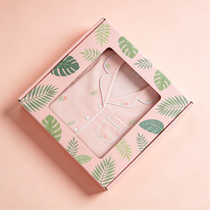 กล่องไปรษณีย์สำหรับจัดส่งชุดนอนสไตล์รีสอร์ทชายหาดสีชมพู ทำจากกระดาษคราฟท์คุณภาพสูง - Product Image 4