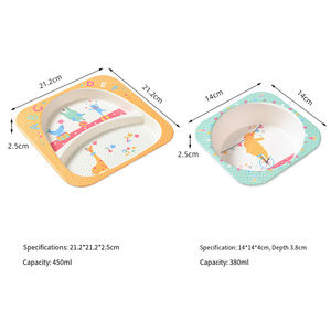 Juego de cena para niños de fibra de bambú de 5 <span class=keywords><strong>piezas</strong></span>, <span class=keywords><strong>vajilla</strong></span> ecológica con diseño de dibujos animados bonitos para alimentación almacenada para uso diario - Product Image 4