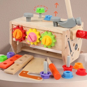 Jouets éducatifs d'intelligence : Boîte à <span class=keywords><strong>outils</strong></span> en bois de simulation avec panier et jeu de vis et écrous - Product Image 4