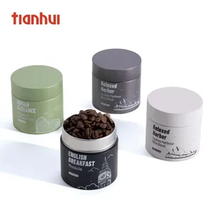 Tianhui Wholesale Metal Small Tea Tin Can Round Airtight Canister Matcha Coffee Tin Can Metal Box Metal Cans