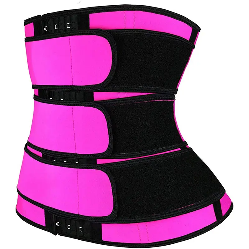 Customized Logo Stomach Wrap Waist Trimmer Belt Pink Black Neoprene Reducing Girdles Corset 3 Strap Slimming Waist Trainer Belt