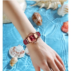 POEDAGAR Women Watches Fashion Square Diamond Wine Red Leather Quartz Watch Luxury Rose Gold Waterproof Ladies Wristwatch Gift - Product Image 6