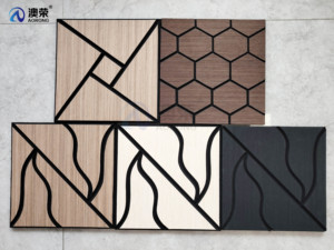 Polyester cảm thấy ủng hộ akupanel khuếch tán âm thanh <span class=keywords><strong>echo</strong></span> hấp thụ gỗ Veneer v-rãnh tấm âm thanh cho tường trần trang trí nội thất - Product Image 5