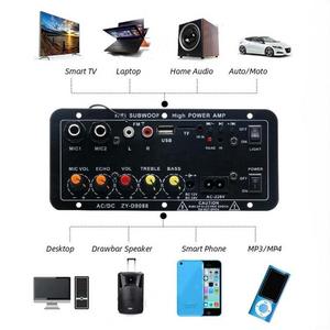 Mạch khuếch đại âm thanh xe hơi BT AC220V 12V 24V kỹ thuật số, loa siêu trầm stereo, tích hợp hai micro karaoke, dành cho loa 6-12 inch - Product Image 6