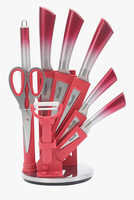 Ensemble de couteaux de chef 3 Cr 13 de haute qualité 9 pièces en acier inoxydable à haute teneur en carbone avec support acrylique de conception de poignée pour hôtel de restaurant