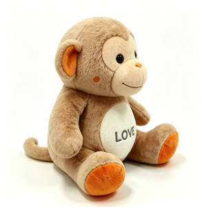 Customized Tan <b>monkey</b> plush, love stuffed <b>monkey</b>, neutral nursery <b>toy</b>, valentine <b>monkey</b> doll, earth tone plush - Product Image 2