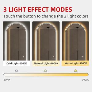 Kidoir Miroir de bain rond simple de luxe avec miroir à led intelligent pour salle de bain avec interrupteur tactile Miroir de bain mural intelligent - Product Image 3
