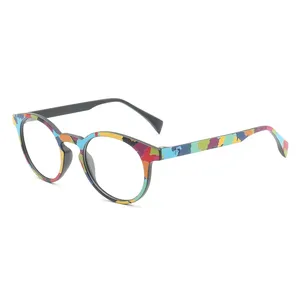 Frauen Runde Brillen gestelle Männer Bunte Vintage Mode Brillen rahmen Regenbogen rahmen Schwarze Brille