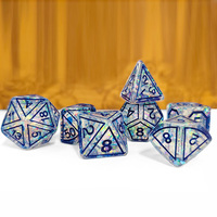 7 pièces/ensemble bleu pierre magique résine Transparent dés ensemble Design polyédrique Unique pour donjons et Dragons jeu