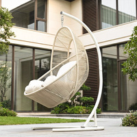 Fauteuils suspendus œuf en rotin avec support, pour patio extérieur, véranda et jardin, design unique