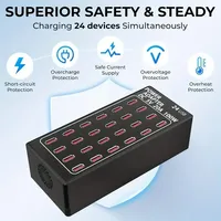 Chargeur USB de bureau 24 ports 100W/20A, adaptateur d'alimentation multifonction 5V/2.4A, station de charge rapide pour téléphone portable avec port USB Type C