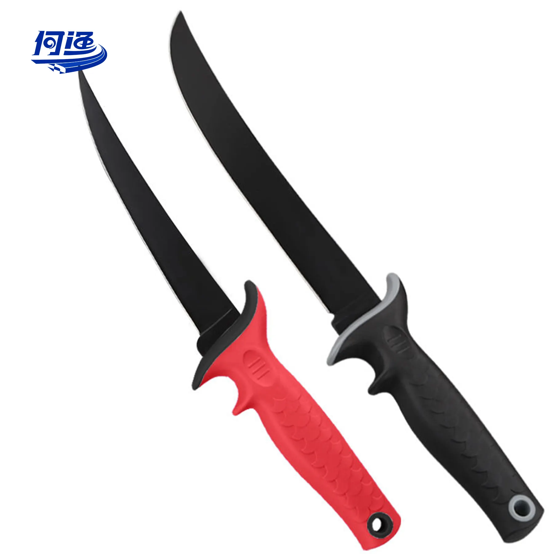 Customized 5cr15mov Stainless Steel 7inch 9inch Serrated Flex Fishing Fillet Knife Black Red Filet Fishing Knife